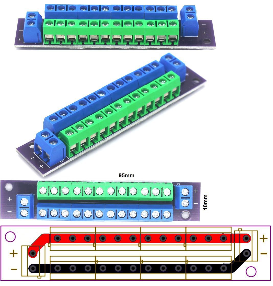 Placa terminales bornas 2x12-2 Tipo 2